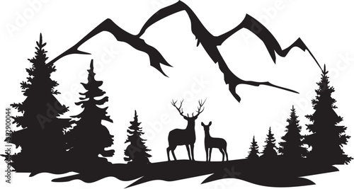 vector deer in the wilderness