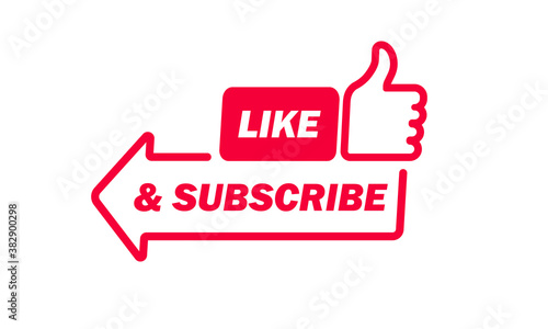 Like and subscribe button. Social media concept. Vector EPS 10. Isolated on white background