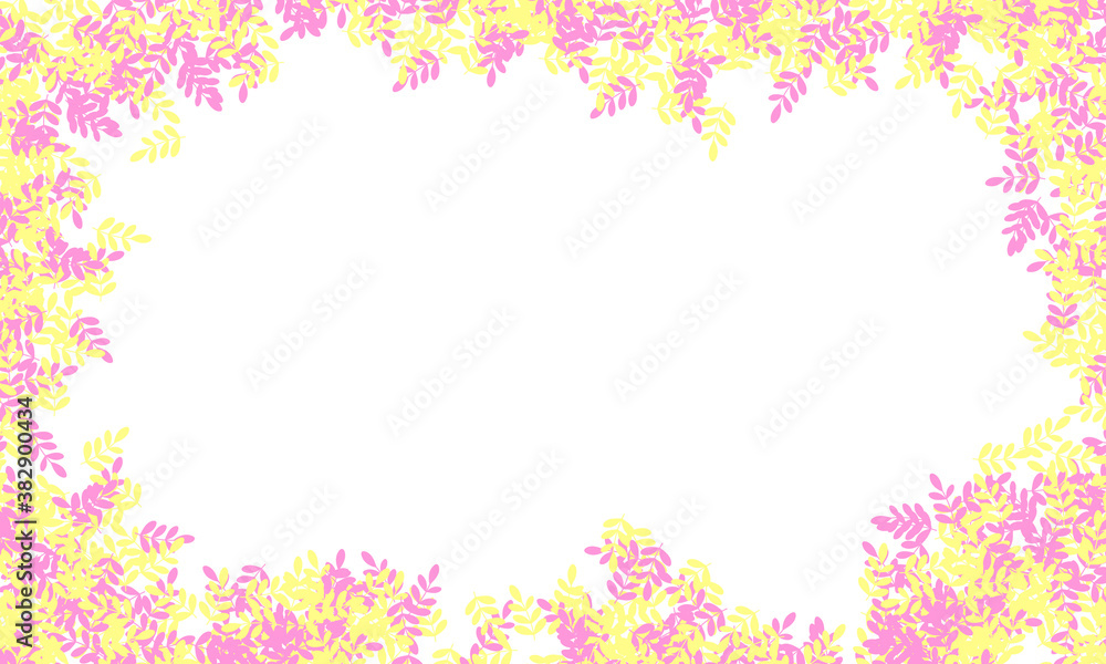 Light yellow, pink vector natural backdrop with leaves.