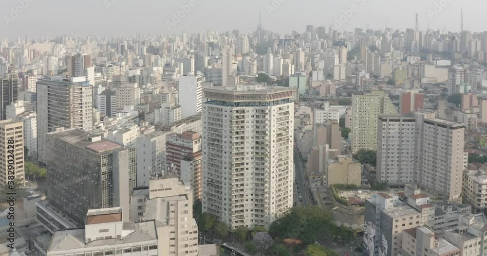 aerial image over historic building in São Paulo, Brazil aerial image over historic building in São Paulo, Brazil