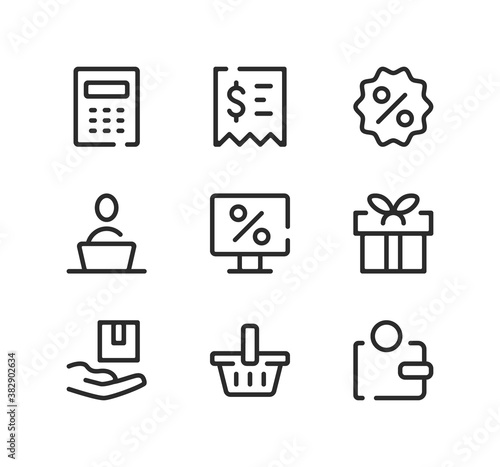 Online store line icons set. Modern graphic design concepts, black stroke linear symbols, simple outline elements collection. Vector line icons