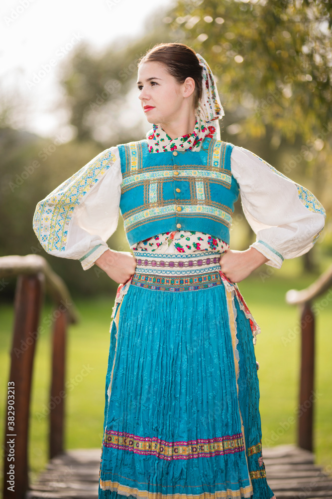 Slovak folklore. Beautiful slovak girl.