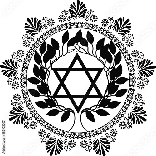 Jewish motifs mandala template