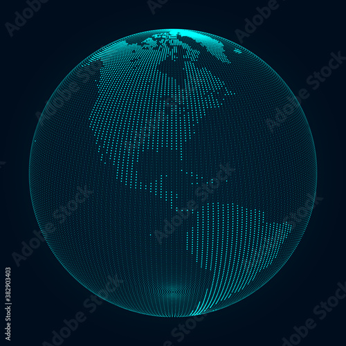 Planet Earth. World wide web. World map. 3D vector illustration.