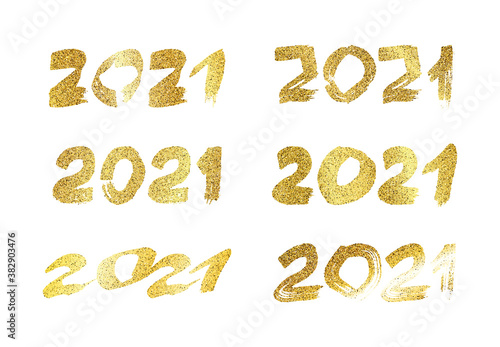 2021 gold glitter grunge lettering
