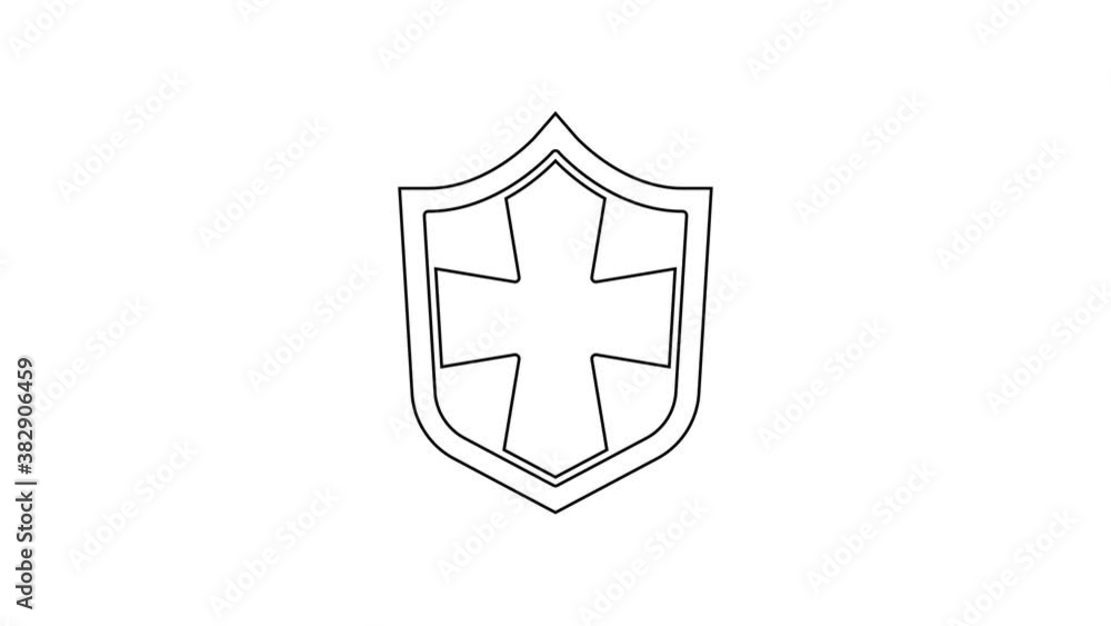 Black line Shield icon isolated on white background. Guard sign. Security, safety, protection, privacy concept. 4K Video motion graphic animation Black line Shield icon isolated on white background. Guard sign. Security, safety, protection, privacy concept. 4K Video motion graphic animation