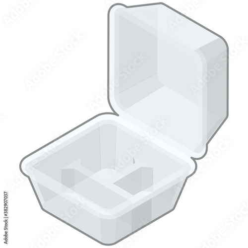 Empty take-out containers. Isometric colorful illustration.