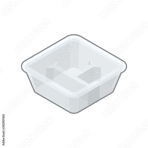 Empty take-out containers. Isometric colorful illustration.
