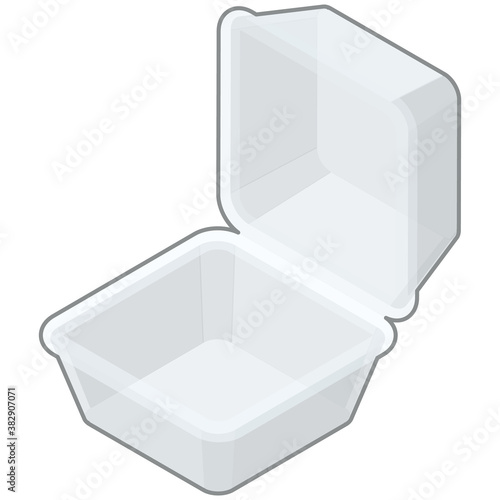 Empty take-out containers. Isometric colorful illustration.