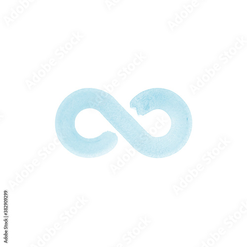 Watercolor infinity icon. Brush drawn Infinity symbol. Flat endless concept. Stock vector illustration isolated on white background.