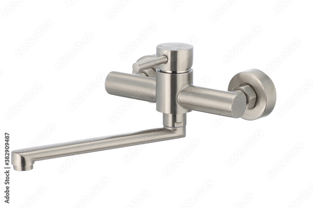 Single handle bath mixer, metal faucet for the bathroom. Short spout Single handle bath mixer, metal faucet for the bathroom. Short spout