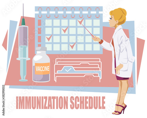 Public health program. Immunization education and schedule, vaccination calendar.