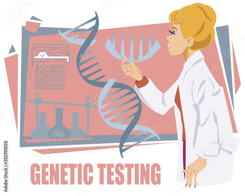Laboratory research. Scientist character at work. Genetic testing.
