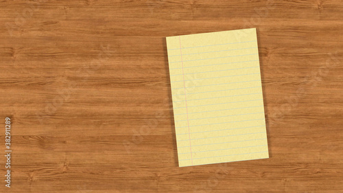 blank notebook on wooden table - page paper