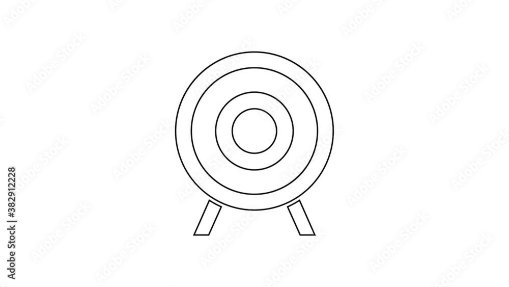 Black line Target sport icon isolated on white background. Clean target with numbers for shooting range or shooting. 4K Video motion graphic animation Black line Target sport icon isolated on white background. Clean target with numbers for shooting range or shooting. 4K Video motion graphic animation