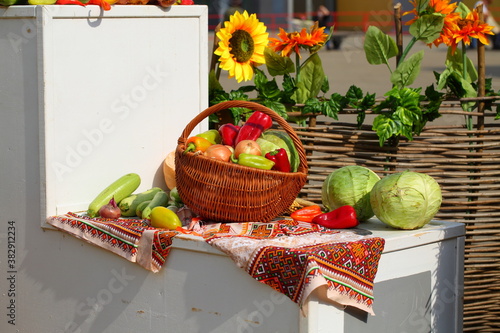 still life with vegetables and fruits