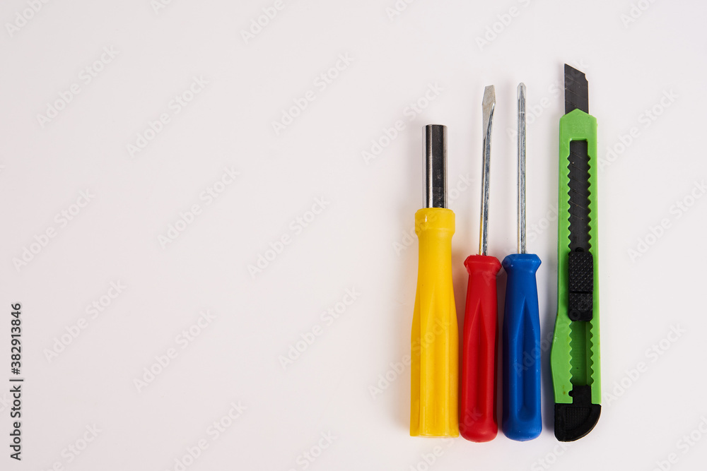 construction tools screwdrivers on a light background equipment for repair industry construction tools screwdrivers on a light background equipment for repair industry