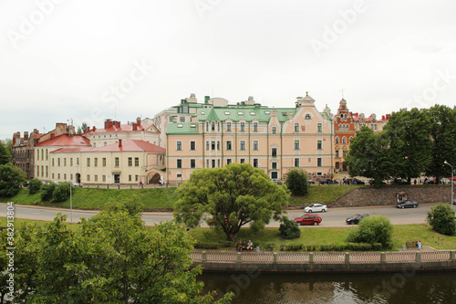 Beautiful landscape of the old town in Vyborg, Russia