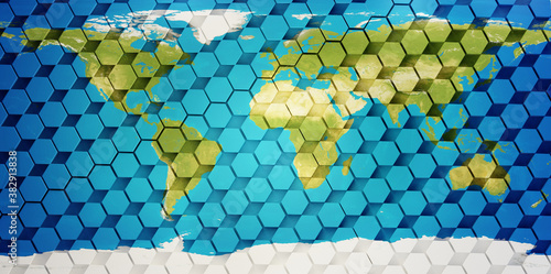 world map hexagonal creativ...