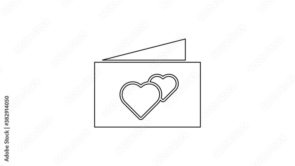 Black line Greeting card icon isolated on white background. Celebration poster template for invitation or greeting card. 4K Video motion graphic animation Black line Greeting card icon isolated on white background. Celebration poster template for invitation or greeting card. 4K Video motion graphic animation