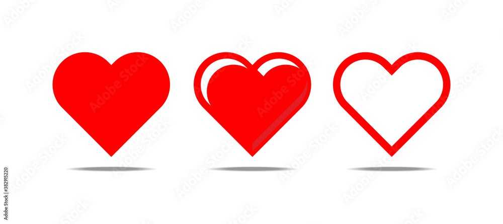 Heart shape icons set. Vector on transparent background