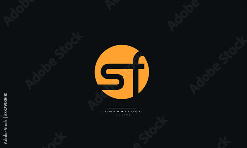 Orange SF Letter Business Logo Design Alphabet Icon Vector Monogram