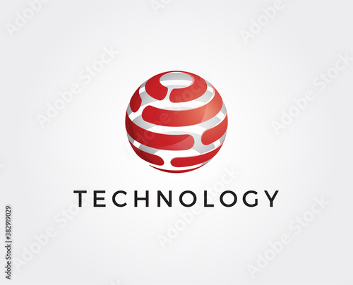 minimal digital world logo template - vector illustration