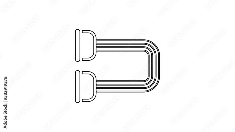 Black line Chest expander icon isolated on white background. 4K Video motion graphic animation Black line Chest expander icon isolated on white background. 4K Video motion graphic animation