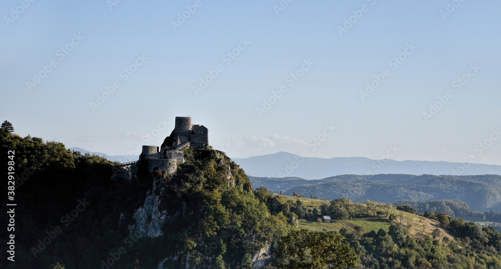 Srebrenik, Bosnia and Herzegovina - 10 04 2020 : Photography of oldest Bosnian castle in Srebrenik