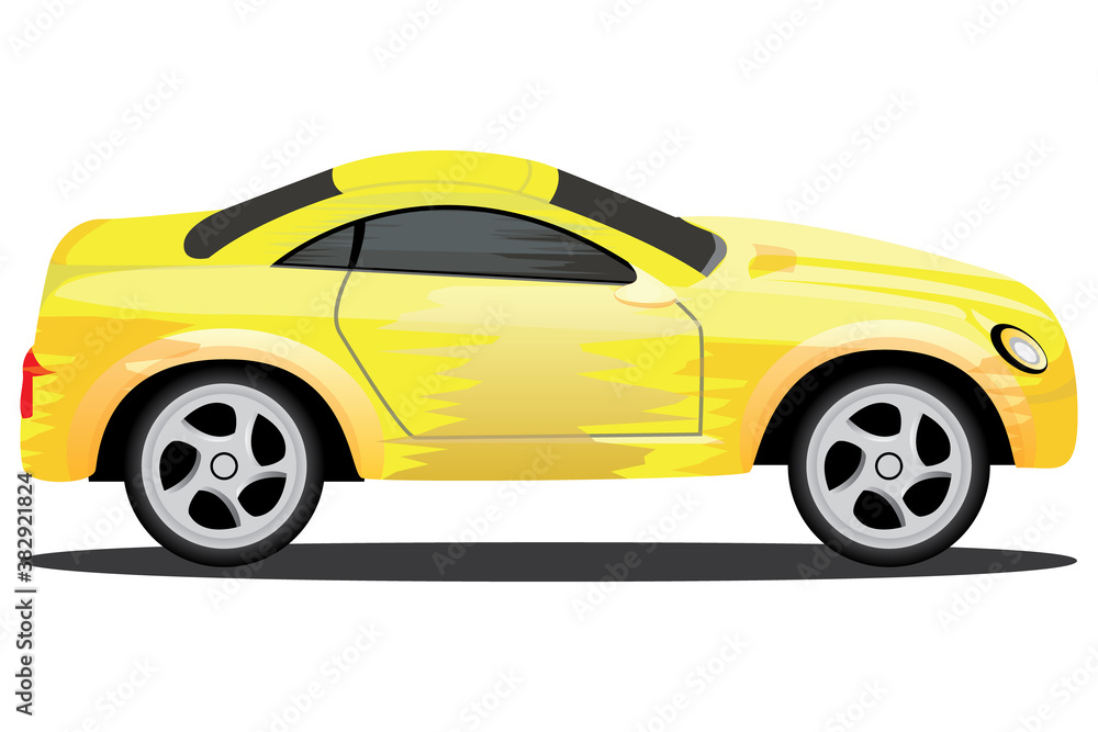 yellow car on white background vector design