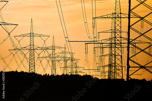 electricity transportation with hgh voltage wire on pylon