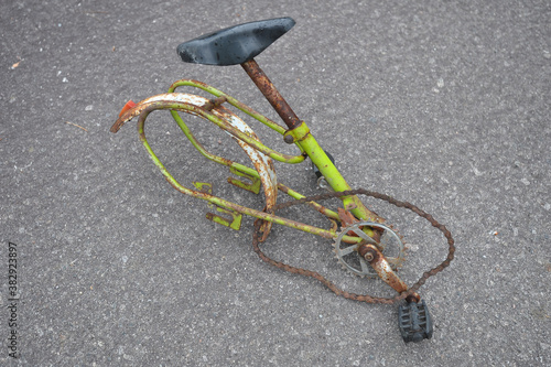 Old broken bicycle in Chernobyl zone