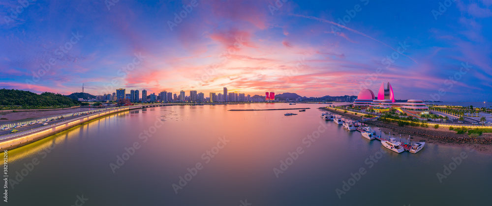 Xinyue Bridge and Zhuhai Grand Theater, Zhuhai, China Xinyue Bridge and Zhuhai Grand Theater, Zhuhai, China