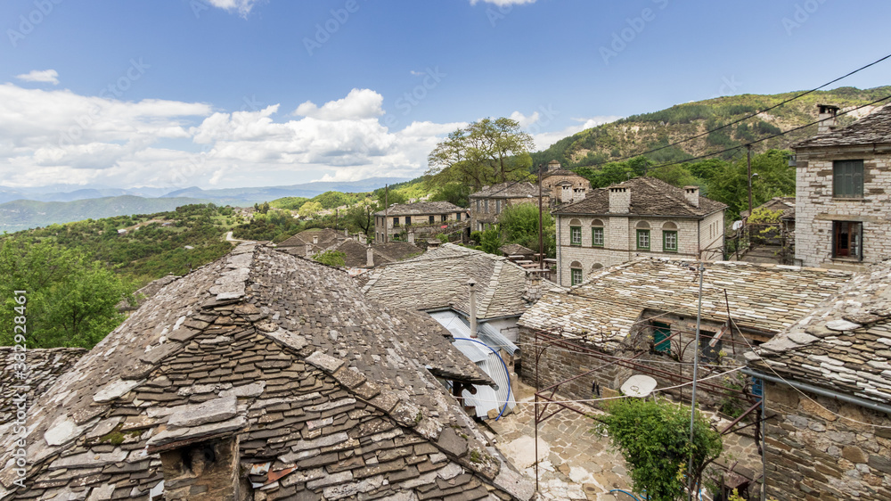 Traditional houses of the village Mikro Papingo in the mountainous Zagoria Region in Greece