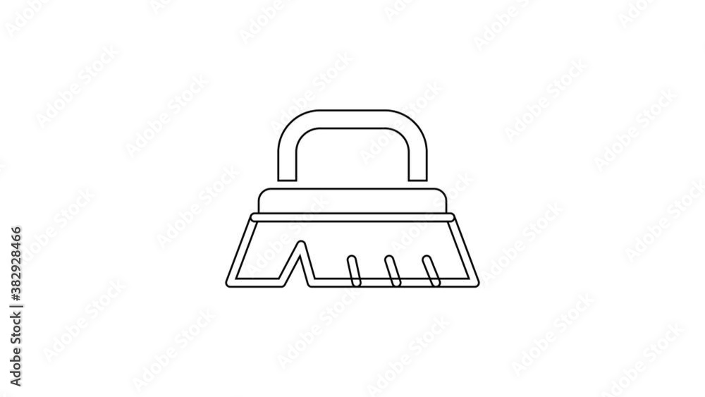 Black line Brush for cleaning icon isolated on white background. 4K Video motion graphic animation Black line Brush for cleaning icon isolated on white background. 4K Video motion graphic animation