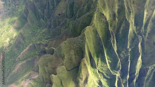 Aerial Kalalau Valley, Na Pali Coast State Wilderness Park, Kauai, Hawaii