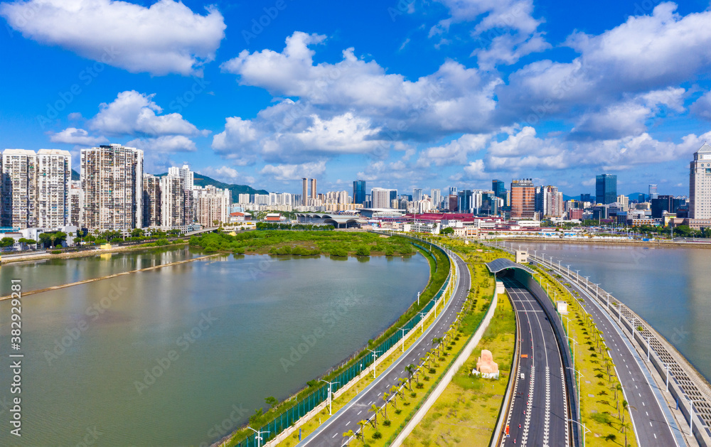 Pearl River Delta Ring Expressway, Cityscape of Zhuhai City, Guangdong Province, China