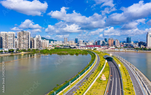 Pearl River Delta Ring Expressway  Cityscape of Zhuhai City  Guangdong Province  China