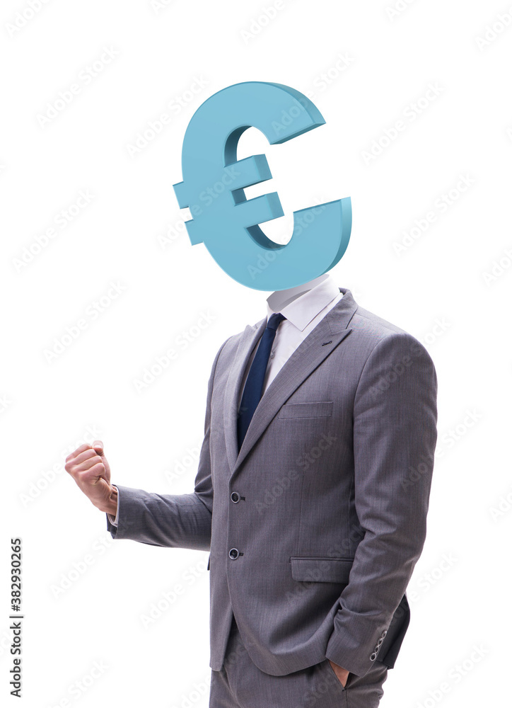 Businessman with euro sign instead of head Businessman with euro sign instead of head
