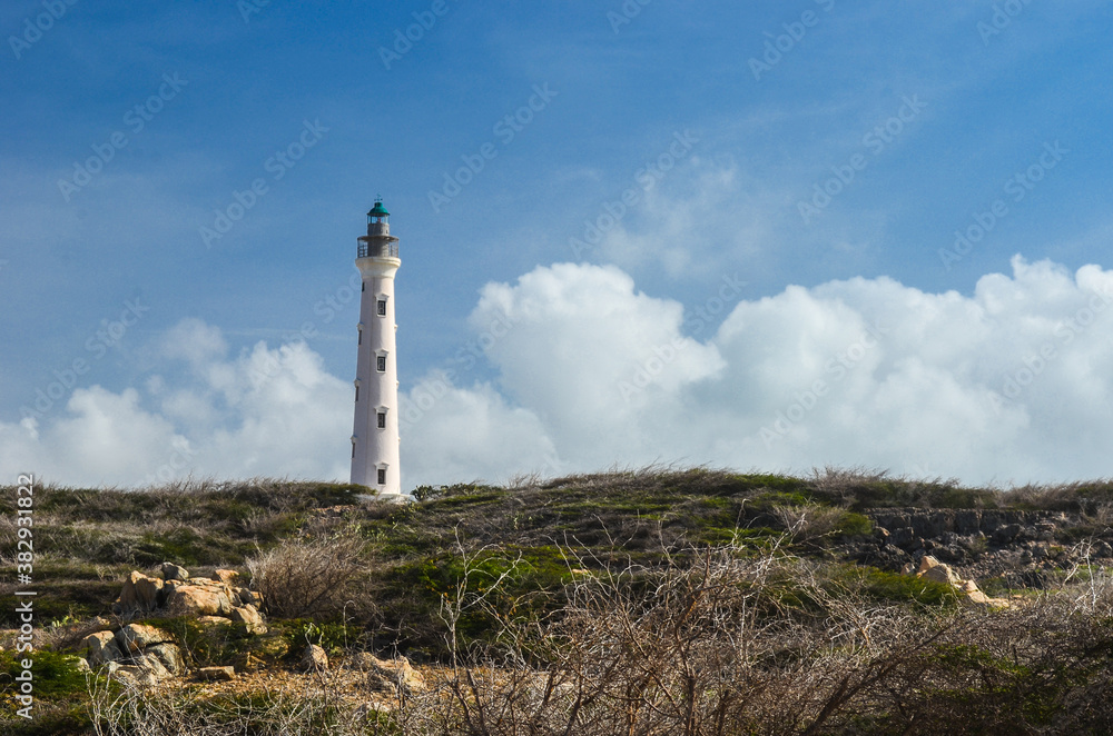 A lighthouse on the coast of the ocean
