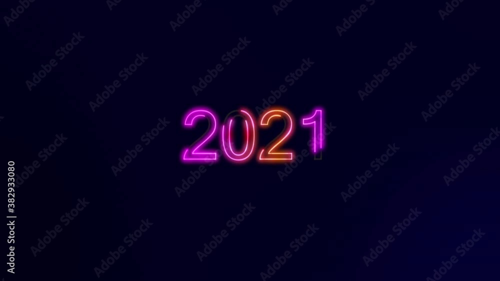 2021 New year neon light running and light glow particle explosion on dark blue background.
2021 New year neon light running and light glow particle explosion on dark blue background.