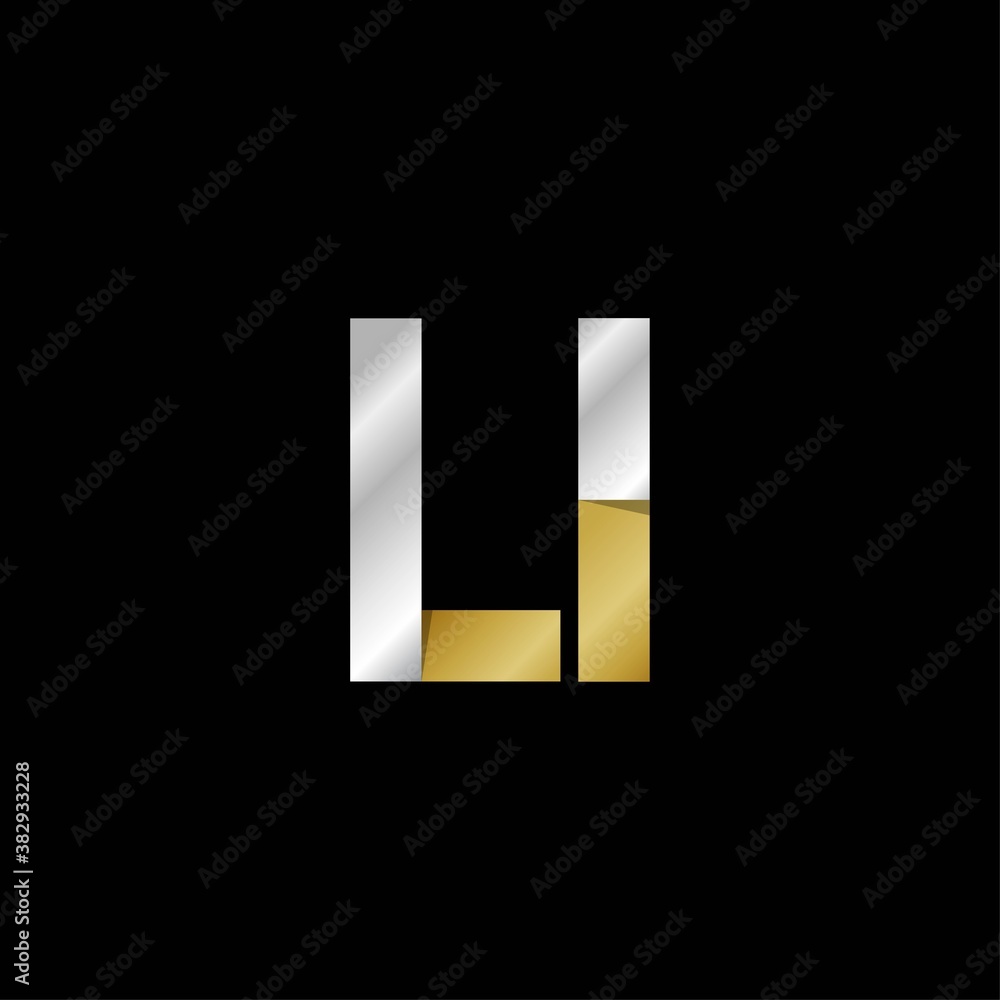 LI initial letter logo, simple shade, gold silver color LI initial letter logo, simple shade, gold silver color