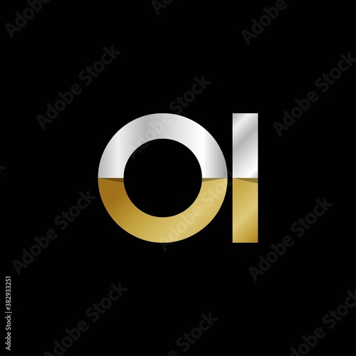 OI initial letter logo, simple shade, gold silver color