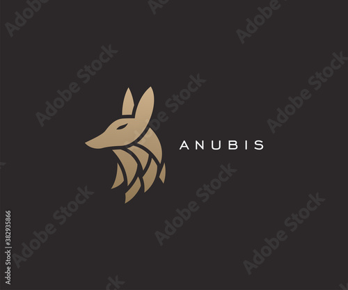 Anubis head logo design template vector