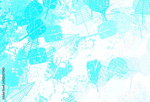 Light Blue  Green vector doodle background with trees  branches.