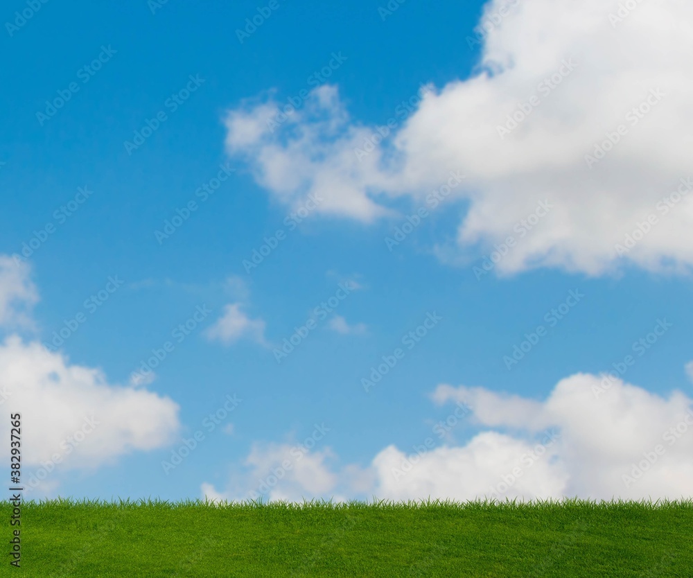 Cloudy sky and green grass in nature concept Cloudy sky and green grass in nature concept