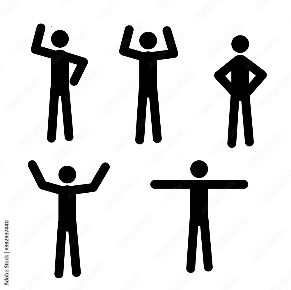 stick man in different poses isolated on a white background, the movement of the hands stick man in different poses isolated on a white background, the movement of the hands