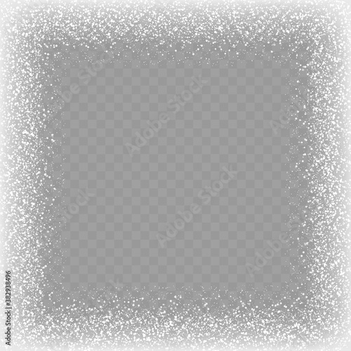 Frozen window glass ice with snow on transparent background. Vector