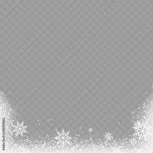 Christmas background with snowflakes on transparent. Vector