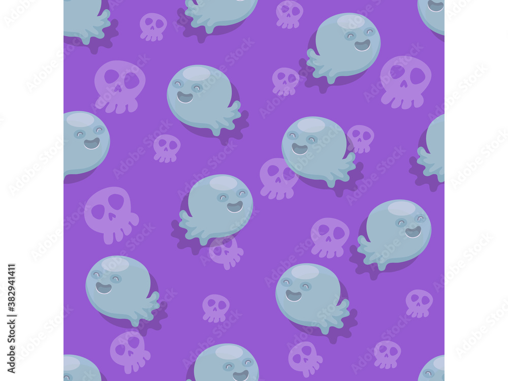 Halloween seamless pattern ghosts. Cartoon characters halloween illustration. Vector pattern for paper background vector